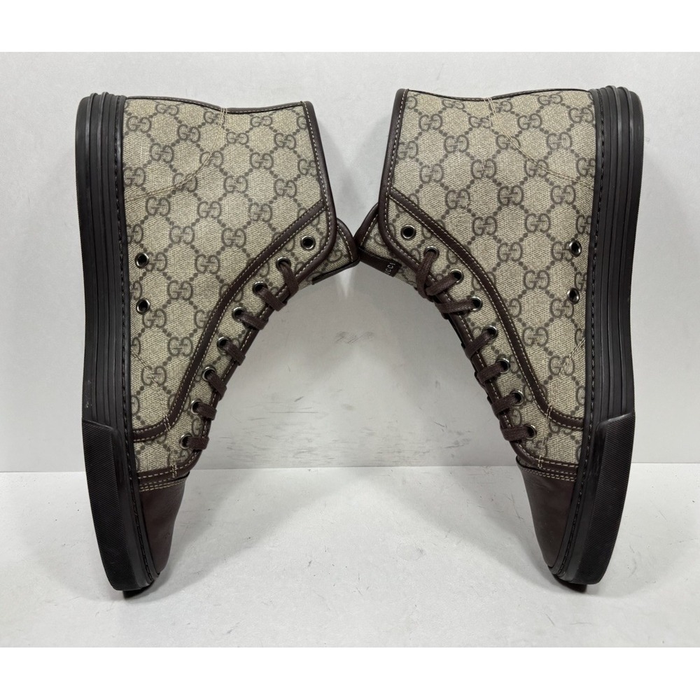 Gucci Brown Monogram High-Top Canvas Sneakers GG California Men's 10 US / 9 G - Picture 5 of 8